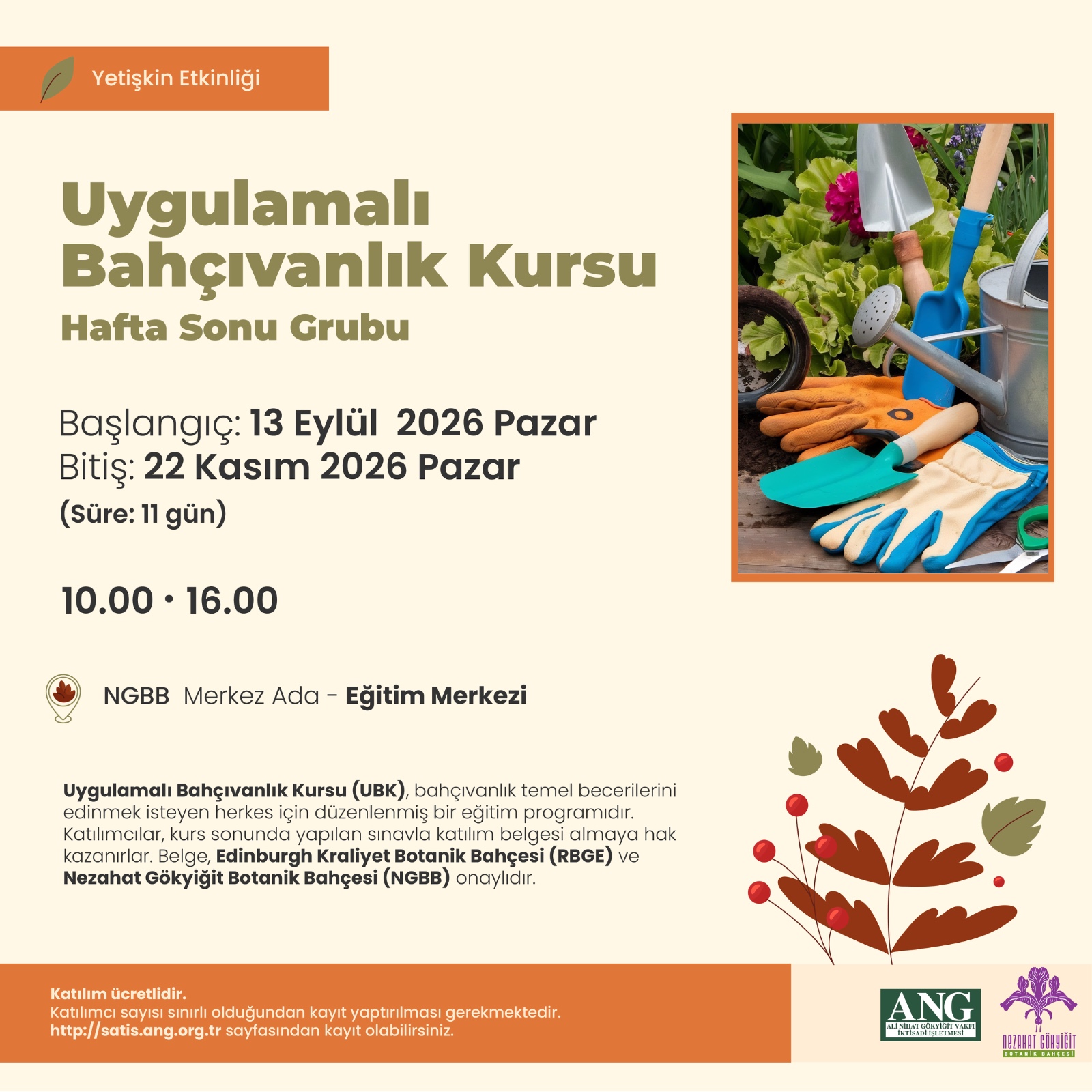Uygulamalı Bahçıvanlık Kursu; Hafta sonu