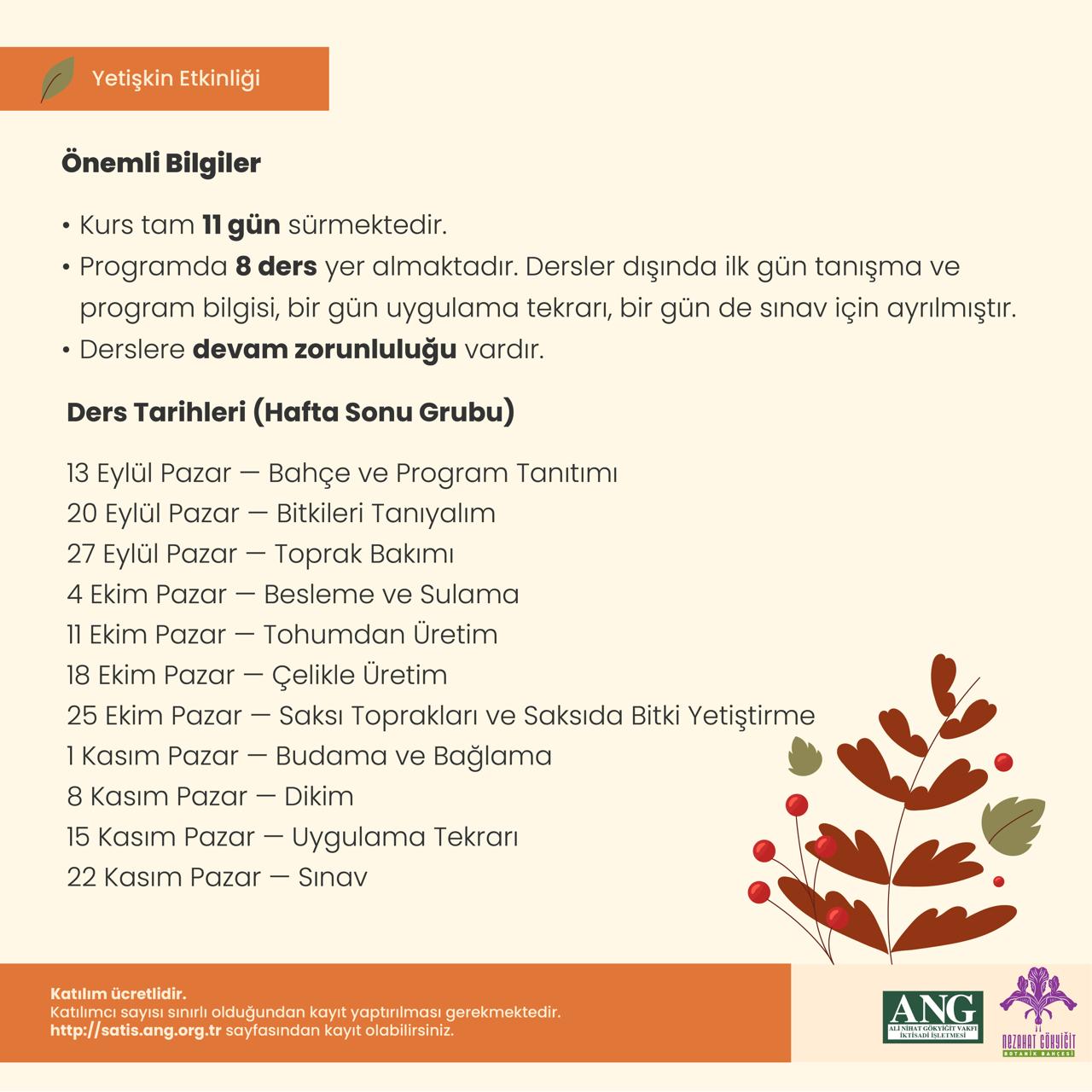 Uygulamalı Bahçıvanlık Kursu; Hafta sonu - Görsel 2